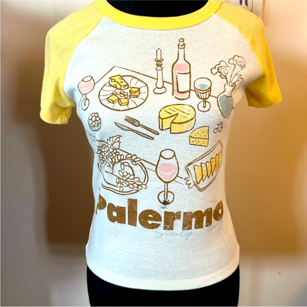 NWOT Palermo Graphic Tee - Yellow and White.